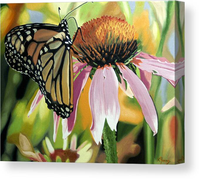 Butterfly Canvas Print featuring the painting Monarch by Kenneth Young