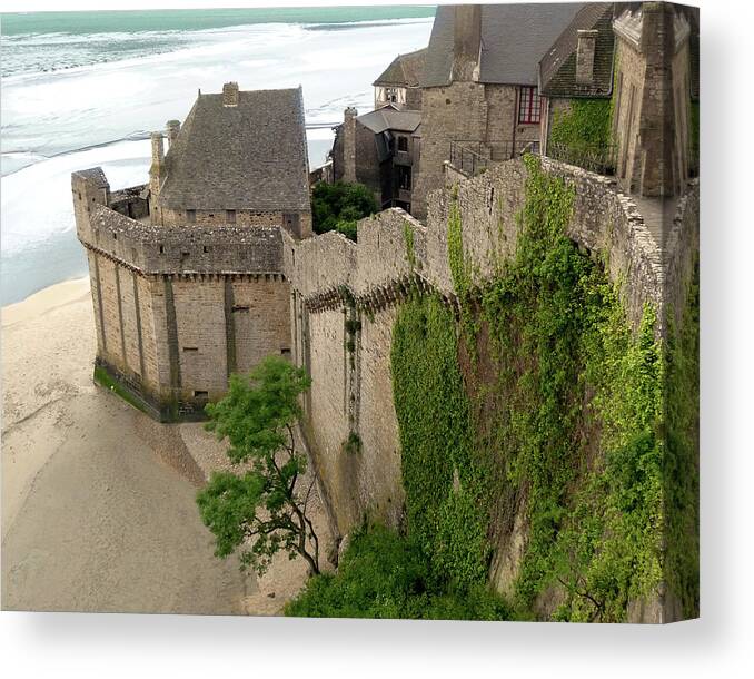 France Canvas Print featuring the photograph Mont St Michel outer wall by Vicki Hone Smith