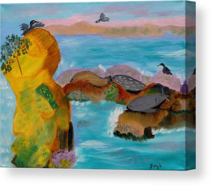 California Coast Canvas Print featuring the painting Monterey Lights by Meryl Goudey