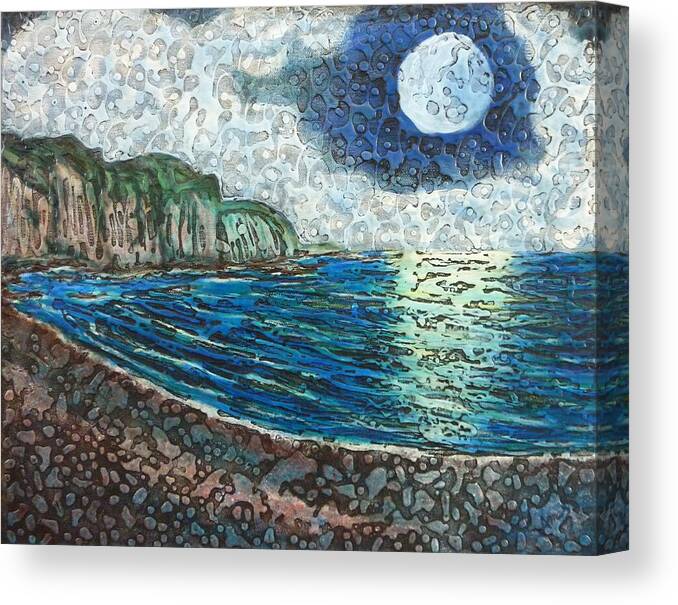 Moonlight In Pourvill Canvas Print featuring the painting Moonlight in Pourvill by Amelie Simmons