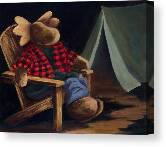 Moose Canvas Print featuring the painting Moose Camp by Mary Giacomini