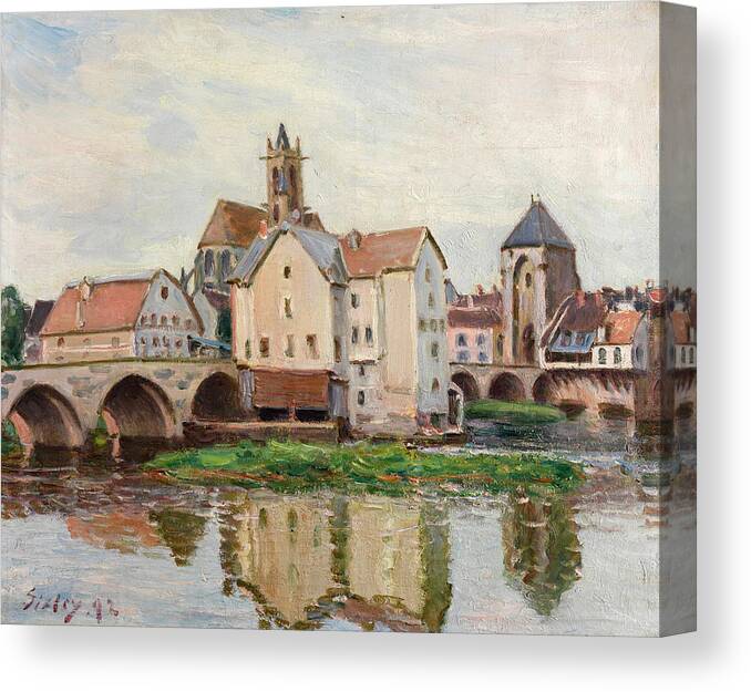 Alfred Sisley Canvas Print featuring the painting Moret-sur-Loing. Morning by Alfred Sisley