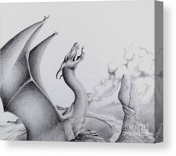 Dragon Canvas Print featuring the digital art Morning Bellow by Robert Ball