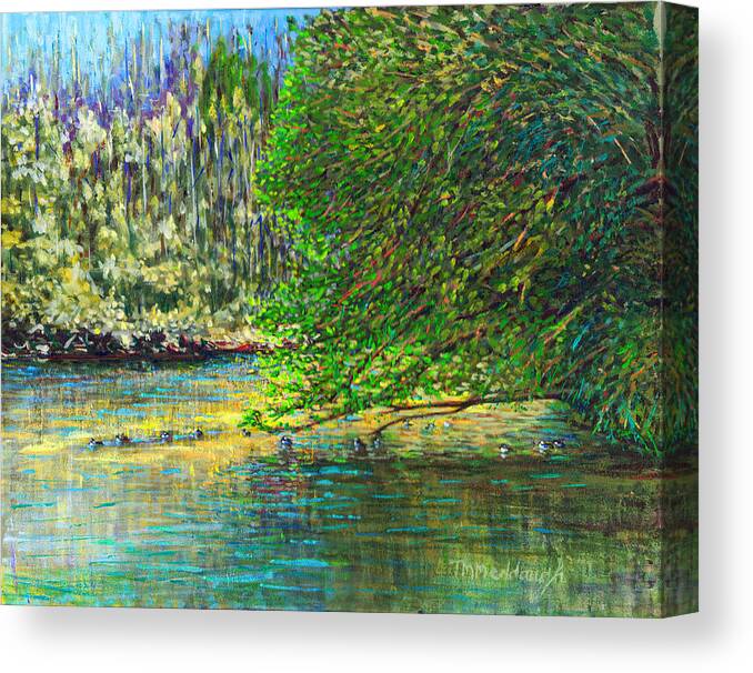 Mt. Pleasant Canvas Print featuring the painting Morning in the Glen by Thomas Michael Meddaugh