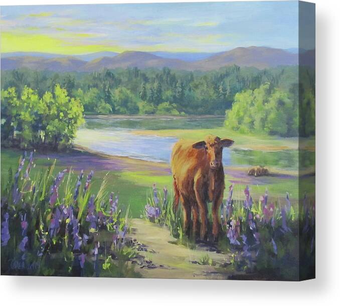 Rural Canvas Print featuring the painting Morning Walk by Karen Ilari