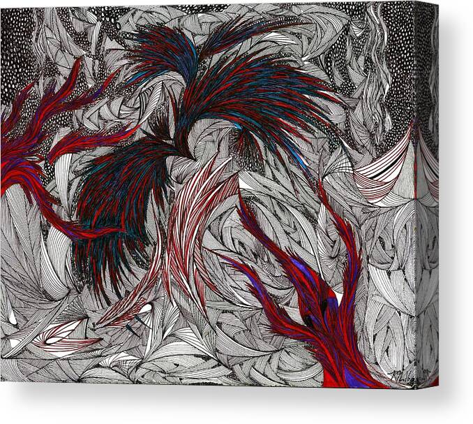 Ink Canvas Print featuring the drawing Morpheus by Robert Nickologianis