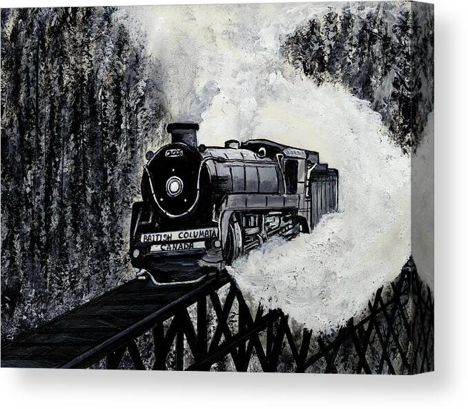 Trains Canvas Print featuring the painting Mountain Train by Pj LockhArt