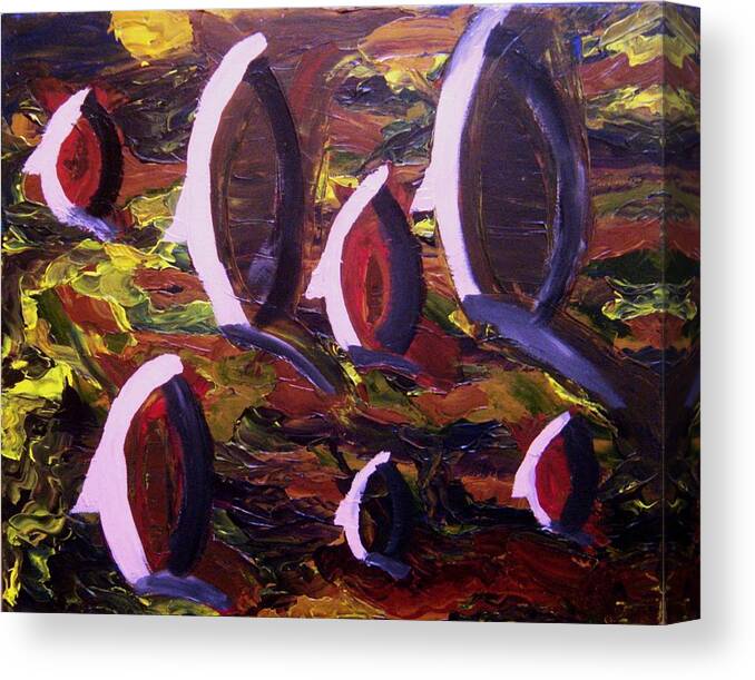 Heads Canvas Print featuring the painting Movement by Karen L Christophersen