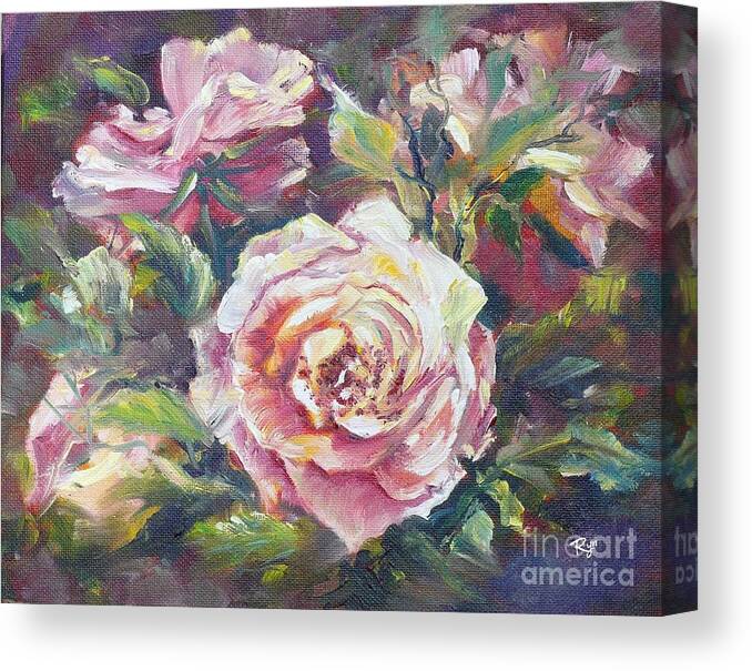 Rose Canvas Print featuring the painting Multi-hue and petal rose. by Ryn Shell