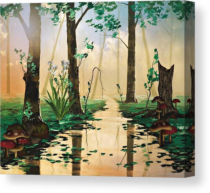 Mushrooms Canvas Print featuring the photograph Mushroom Forest by Digital Art Cafe