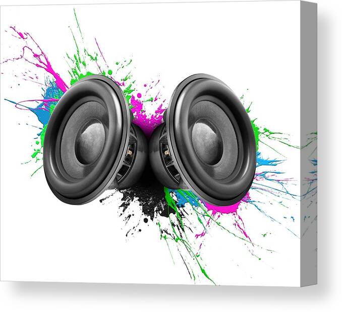 Speakers Canvas Print featuring the photograph Music speakers colorful design by Johan Swanepoel