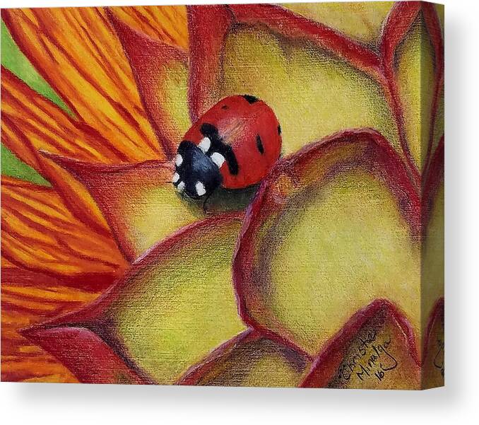 Lady Bug Canvas Print featuring the drawing My fair lady by Christie Minalga