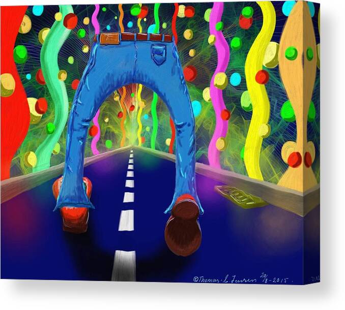 Fun Canvas Print featuring the painting My pants in clown shoes by ThomasE Jensen