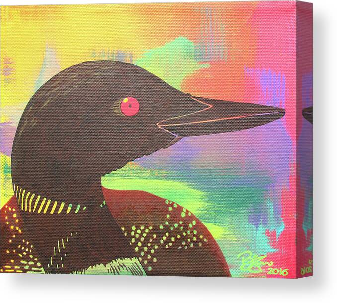 Loon Canvas Print featuring the painting Mystery at Loon Lake by Lance Bifoss