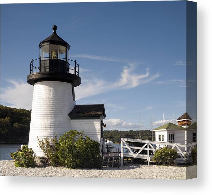 Lighthouse Canvas Print featuring the photograph Mystic Seaport Lighthouse I by Marianne Campolongo