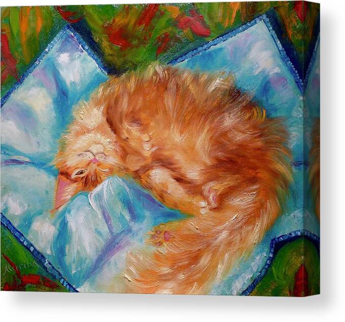 Original Canvas Print featuring the painting Cat Nap by Marina Wirtz