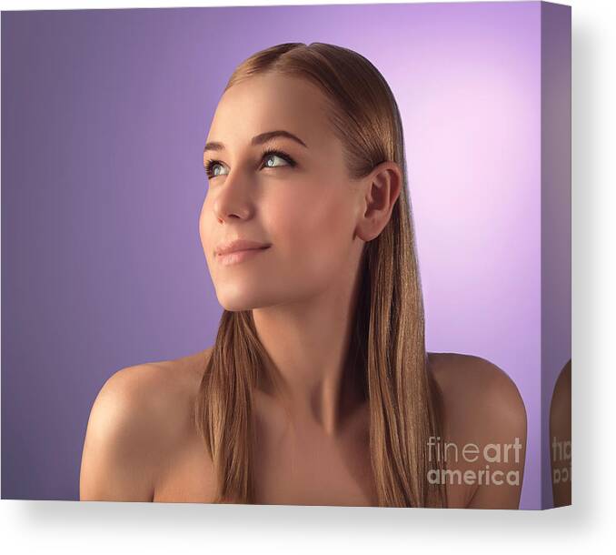 Adult Canvas Print featuring the photograph Natural woman portrait by Anna Om