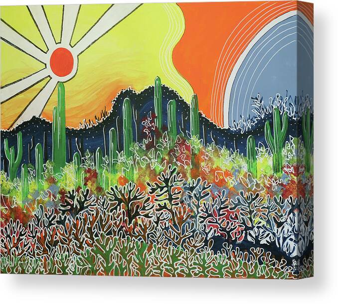 Desert Landscapes Canvas Print featuring the painting Nature's City by Laura Hol Art