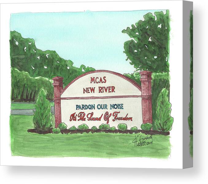 Mcas New River Canvas Print featuring the painting New River Welcome by Betsy Hackett