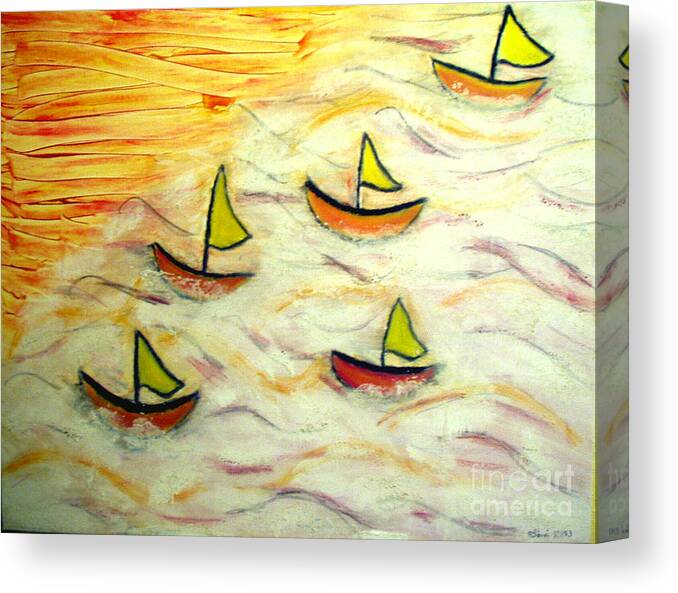 South Sea Waves Canvas Print featuring the painting South Sea Waves by Pilbri Britta Neumaerker