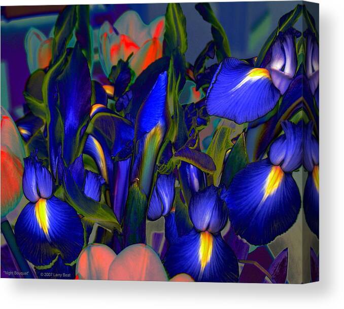 Iris Canvas Print featuring the digital art Night Bouquet by Larry Beat