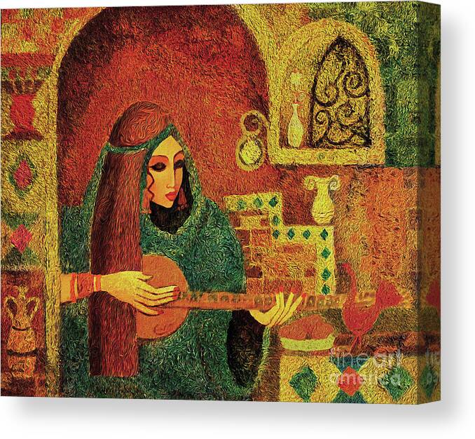 Music Woman Canvas Print featuring the painting Night Music III by Eva Campbell