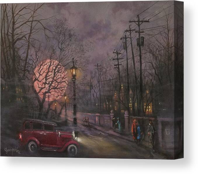 Full Moon Canvas Print featuring the painting Nocturne In Lavender by Tom Shropshire