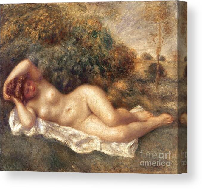 Nude Canvas Print featuring the painting Nude circa 1887 by Pierre Auguste Renoir