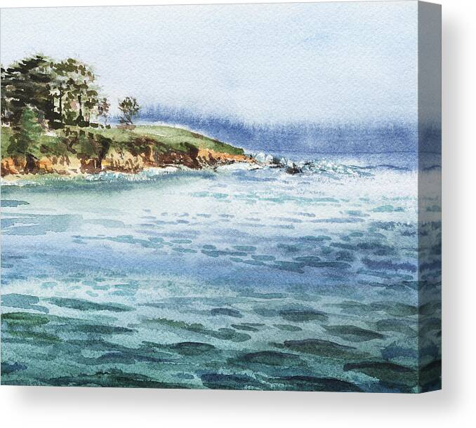 Ocean Shore Canvas Print featuring the painting Ocean Shore by Irina Sztukowski