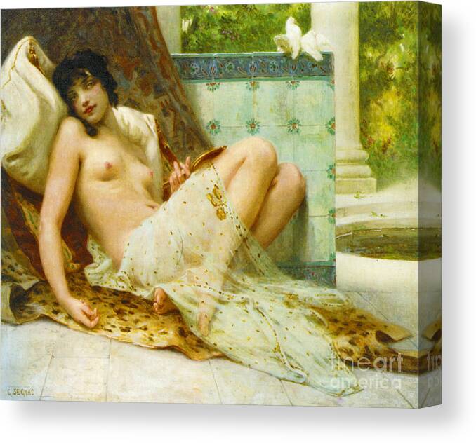 Odalisque Aux Colombes 1900 Canvas Print featuring the photograph Odalisque Aux Colombes 1900 by Padre Art
