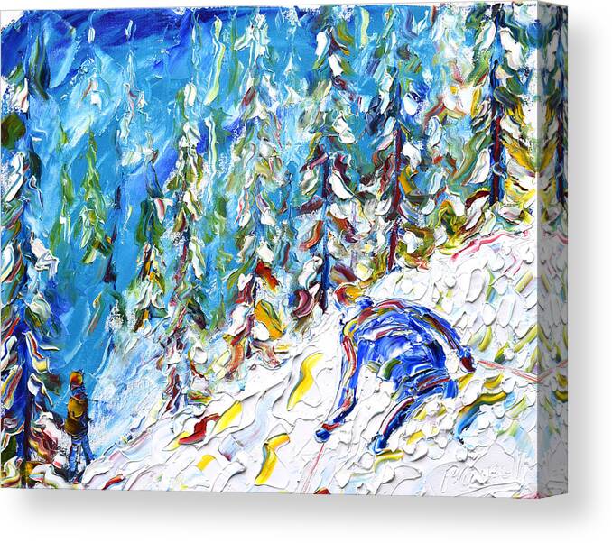 Off Piste Canvas Print featuring the painting Off Piste Verbier by Pete Caswell