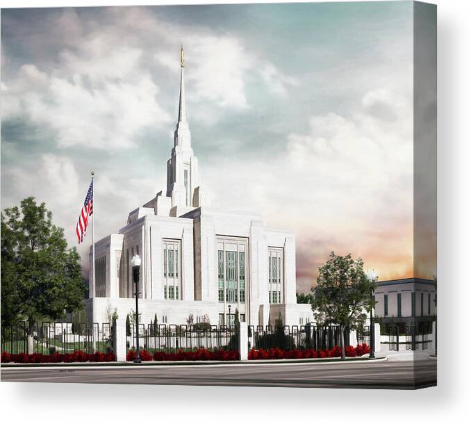 Ogden Canvas Print featuring the painting Ogden LDS Temple by Brent Borup