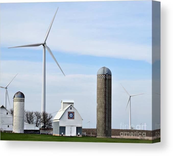 Old And New Farm Site Canvas Print featuring the photograph Old And New Farm Site by Kathy M Krause