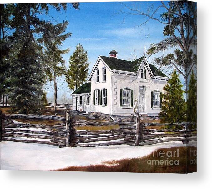 Farm House Canvas Print featuring the painting Old Farm House by AMD Dickinson