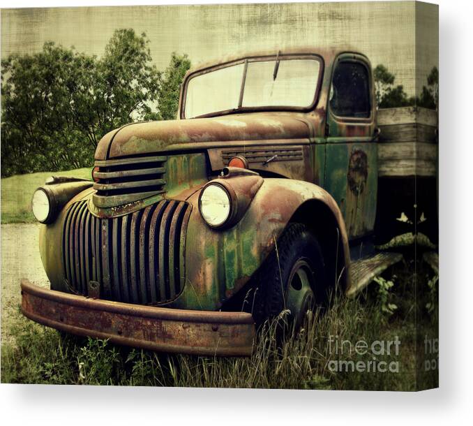 Truck Canvas Print featuring the photograph Old Flatbed by Perry Webster
