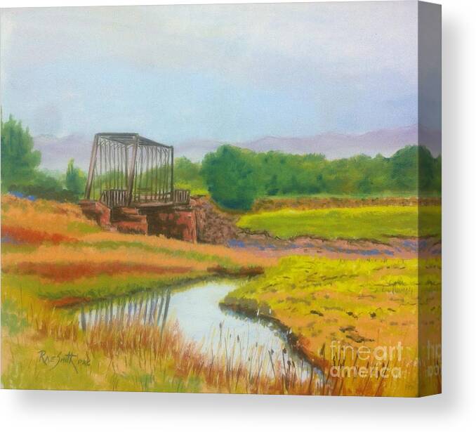 Pastels Canvas Print featuring the pastel Old Train Bridge -Annapolis Royal by Rae Smith PAC