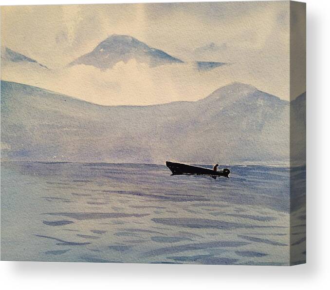 Watercolor Canvas Print featuring the painting On Lake Atitlan by Robert Fugate