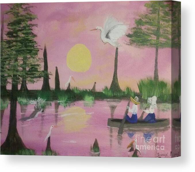 On The Bayou Canvas Print featuring the painting On The Bayou by Seaux-N-Seau Soileau