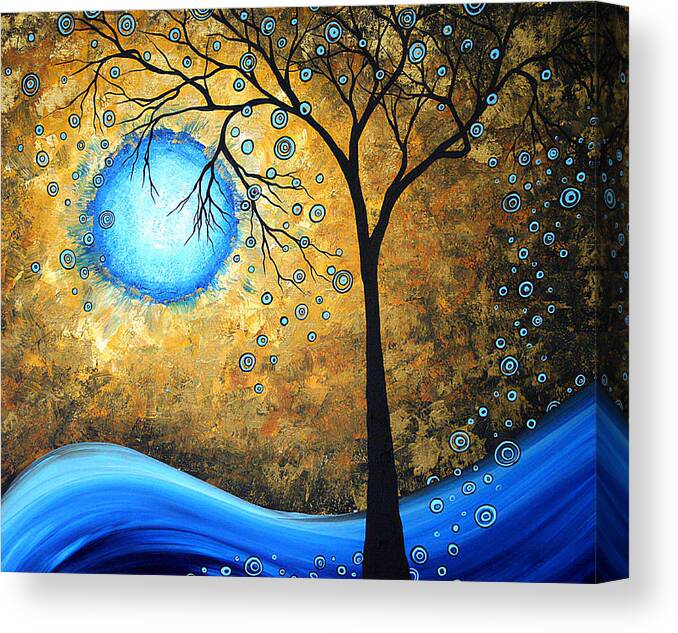 Abstract Canvas Print featuring the painting Orginal Abstract Landscape Painting BLUE FIRE by MADART by Megan Aroon