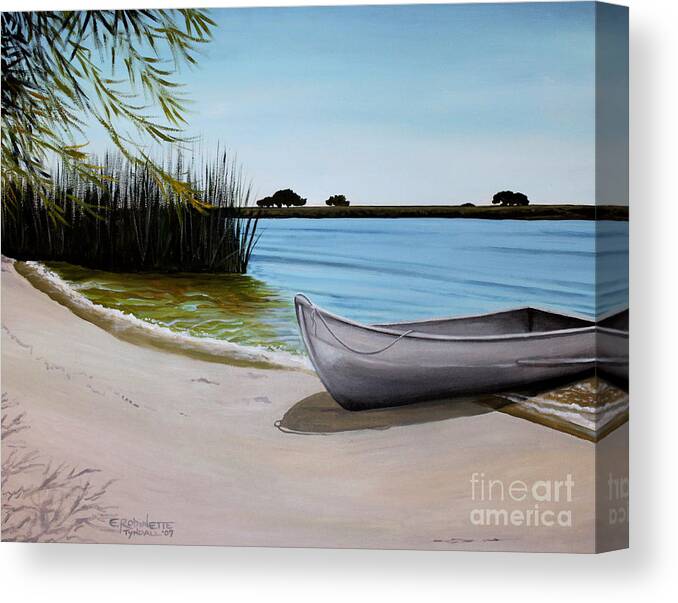 Landscape Canvas Print featuring the painting Our Beach by Elizabeth Robinette Tyndall