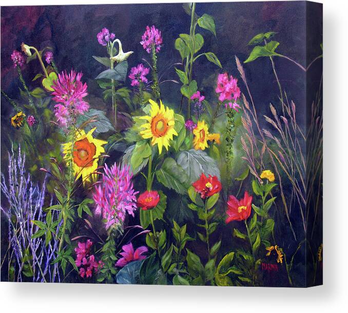 Floral Canvas Print featuring the painting Out Of Darkness by Marina Petro