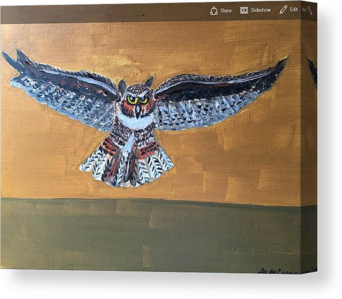 Owl Canvas Print featuring the painting Owl by Ramya Sundararajan