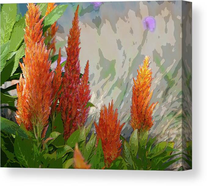 Digital Art Canvas Print featuring the photograph Paint Brushed Flowers by Debbie Karnes