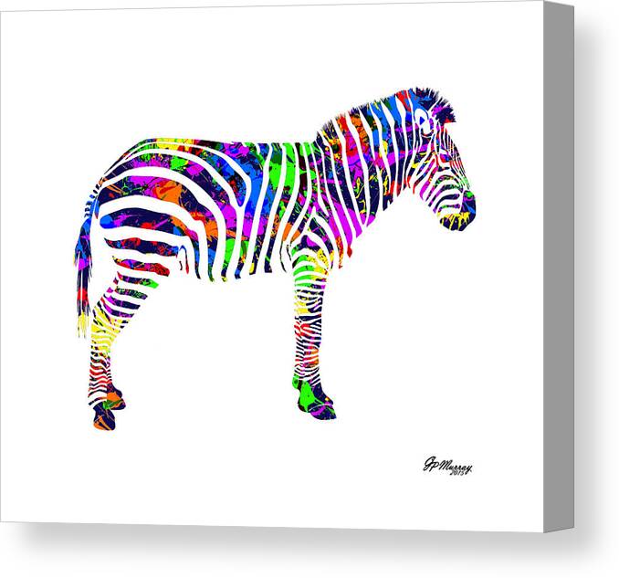 Paint Splatter Art Canvas Print featuring the digital art Paint Splatter Zebra by Gregory Murray