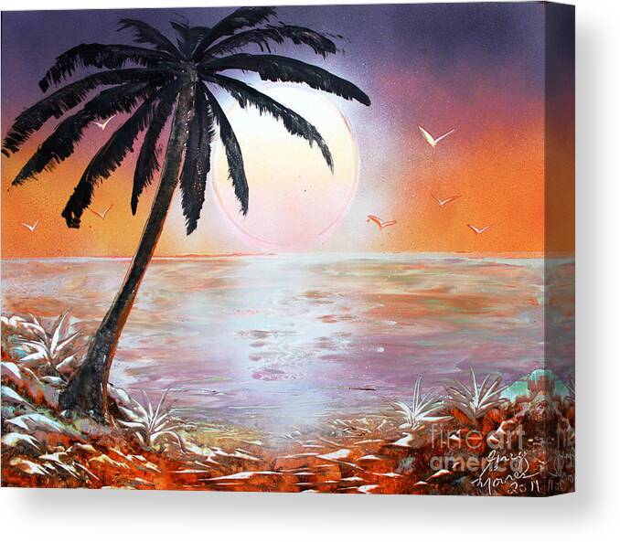 Ocean Canvas Print featuring the painting Palm by Greg Moores