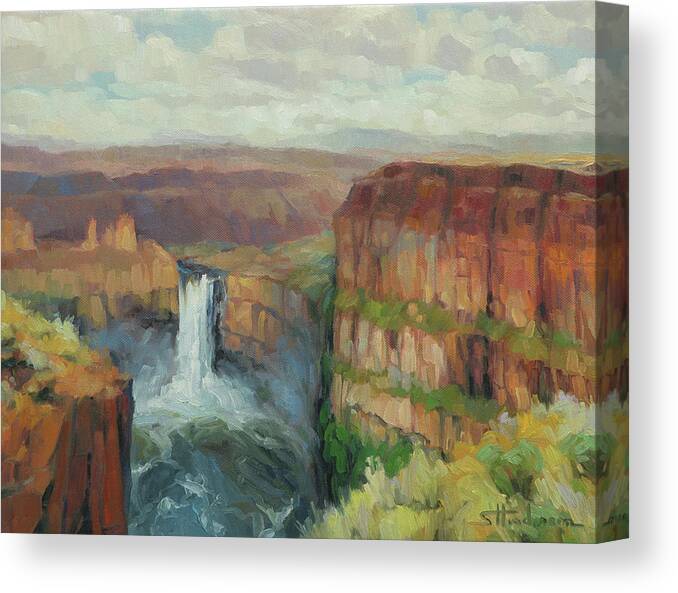 Waterfall Canvas Print featuring the painting Palouse Falls by Steve Henderson