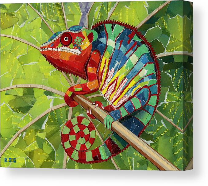 Chameleon Canvas Print featuring the mixed media Panther Chameleon by Shawna Rowe