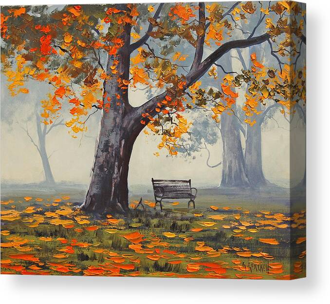  Fall Canvas Print featuring the painting Park Bech by Graham Gercken