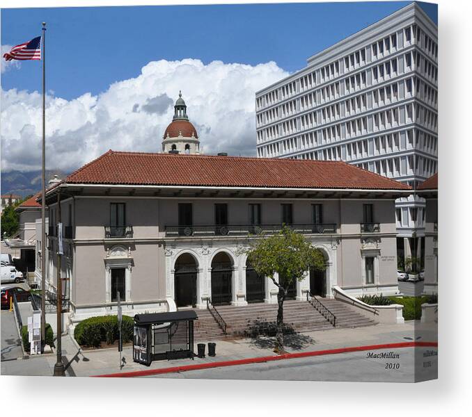 Post Office Canvas Print featuring the photograph Pasadena's Plaza Station Post Office by Matt MacMillan