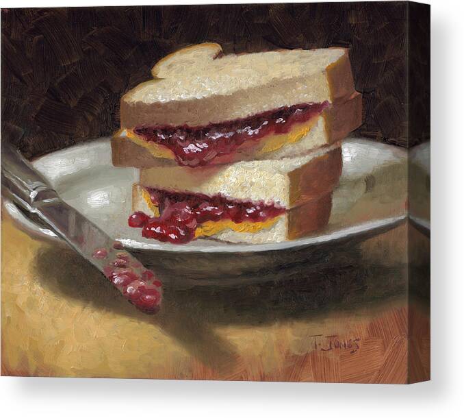 Food Canvas Print featuring the painting Peanut Butter Jelly Time by Timothy Jones